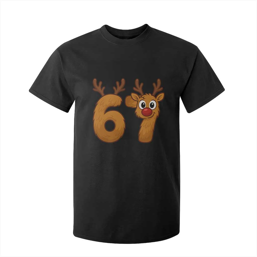 Funny 67 Christmas Reindeer T Shirt For Kid Six Seven Meme Xmas Holiday TS11 Black Print Your Wear