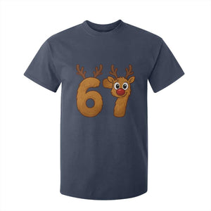Funny 67 Christmas Reindeer T Shirt For Kid Six Seven Meme Xmas Holiday TS11 Navy Print Your Wear