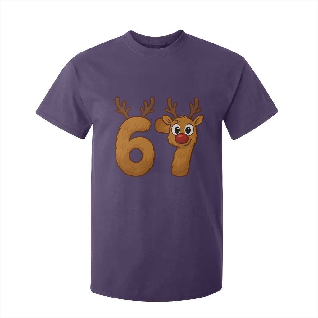 Funny 67 Christmas Reindeer T Shirt For Kid Six Seven Meme Xmas Holiday TS11 Purple Print Your Wear