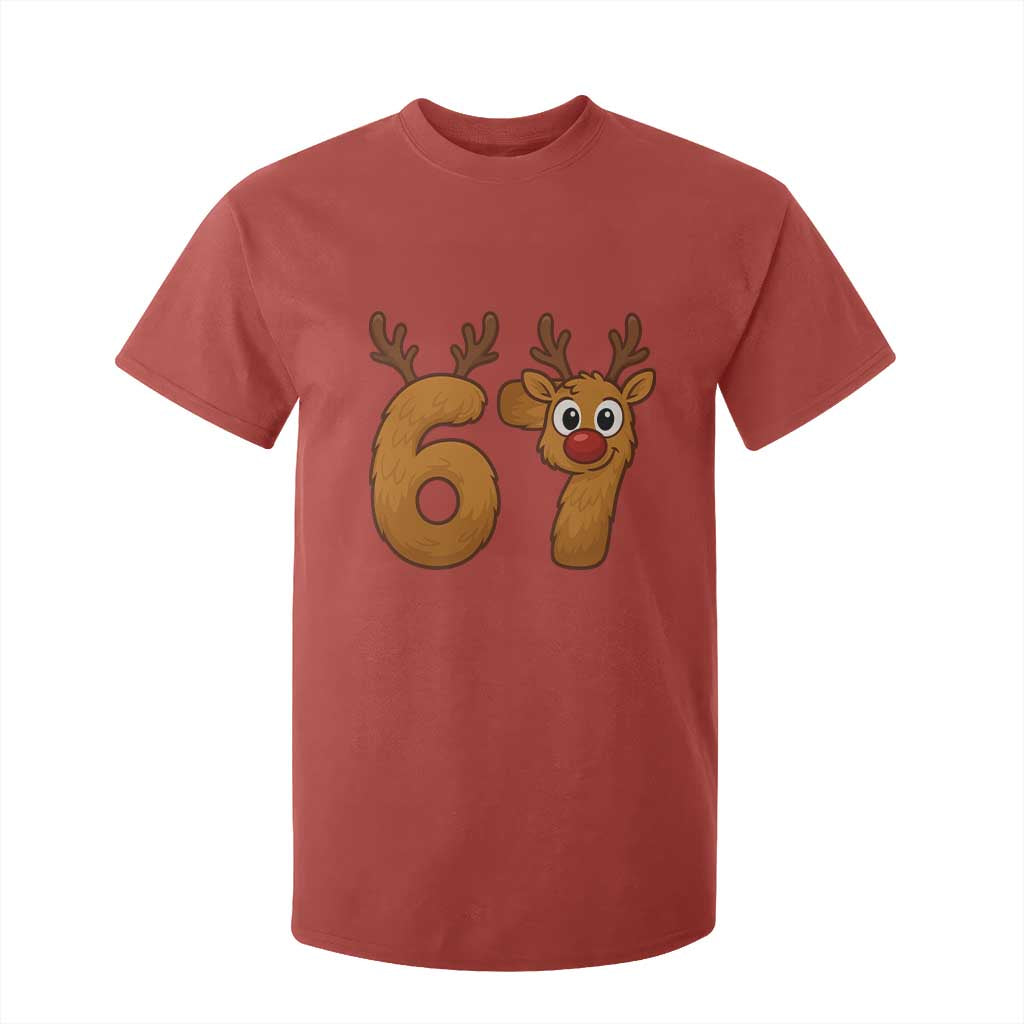 Funny 67 Christmas Reindeer T Shirt For Kid Six Seven Meme Xmas Holiday TS11 Red Print Your Wear