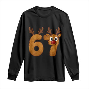 Funny 67 Christmas Reindeer Long Sleeve Shirt Six Seven Meme Xmas Holiday TS11 Black Print Your Wear