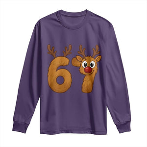 Funny 67 Christmas Reindeer Long Sleeve Shirt Six Seven Meme Xmas Holiday TS11 Purple Print Your Wear