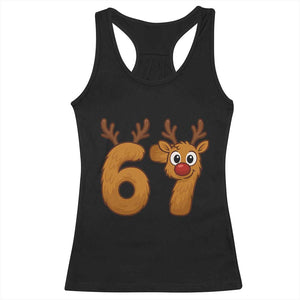 Funny 67 Christmas Reindeer Racerback Tank Top Six Seven Meme Xmas Holiday TS11 Black Print Your Wear