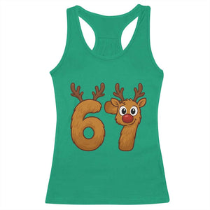 Funny 67 Christmas Reindeer Racerback Tank Top Six Seven Meme Xmas Holiday TS11 Irish Green Print Your Wear