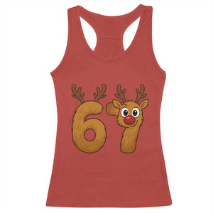 Funny 67 Christmas Reindeer Racerback Tank Top Six Seven Meme Xmas Holiday TS11 Red Print Your Wear