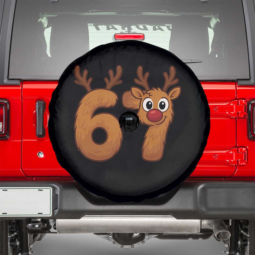 Funny 67 Christmas Reindeer Spare Tire Cover Six Seven Meme Xmas Holiday TS11 Black Print Your Wear