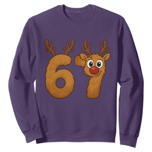 Funny 67 Christmas Reindeer Sweatshirt Six Seven Meme Xmas Holiday TS11 Purple Print Your Wear