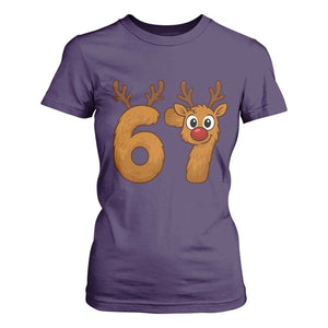 Funny 67 Christmas Reindeer T Shirt For Women Six Seven Meme Xmas Holiday TS11 Purple Print Your Wear