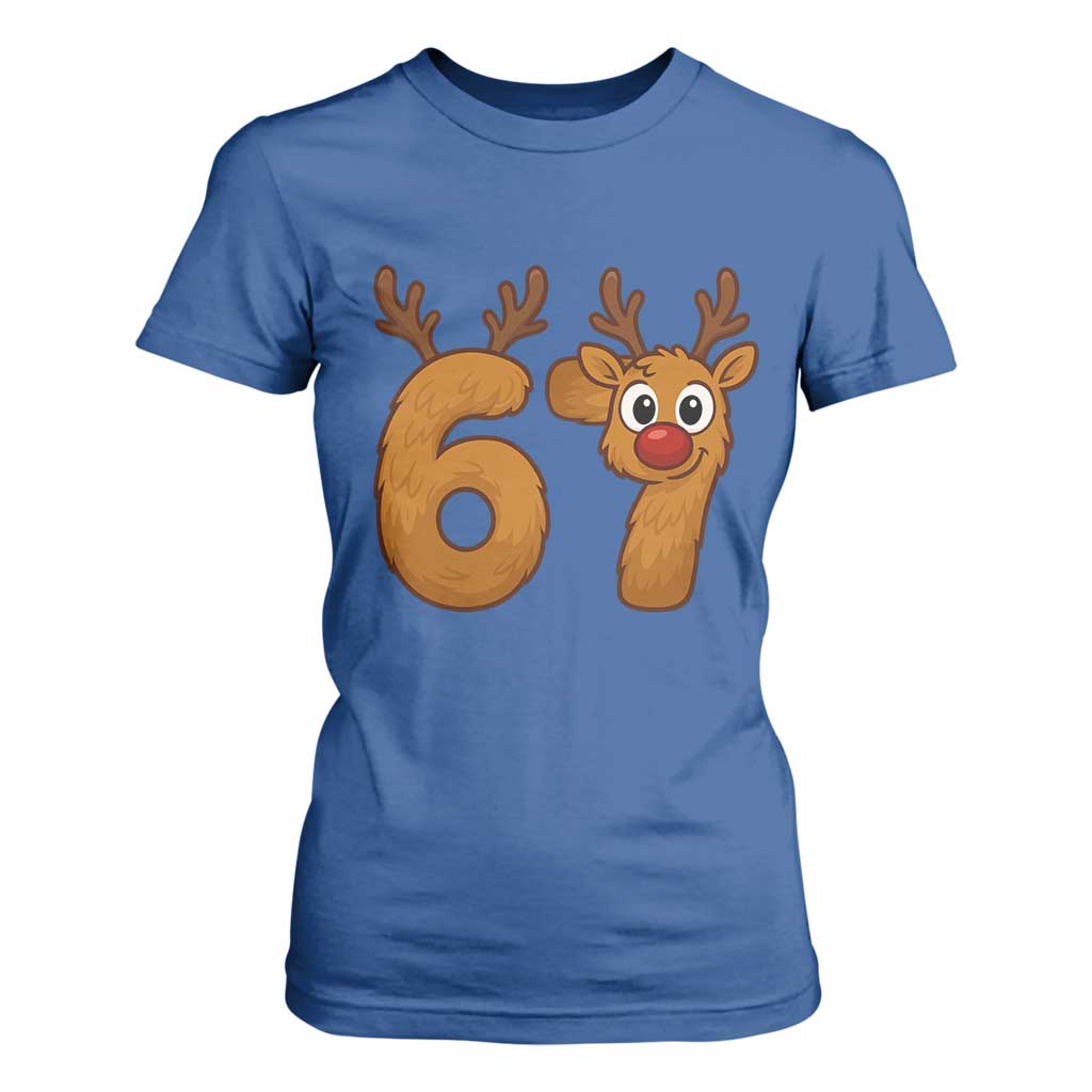 Funny 67 Christmas Reindeer T Shirt For Women Six Seven Meme Xmas Holiday TS11 Royal Blue Print Your Wear