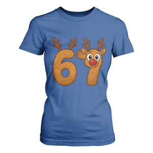 Funny 67 Christmas Reindeer T Shirt For Women Six Seven Meme Xmas Holiday TS11 Royal Blue Print Your Wear