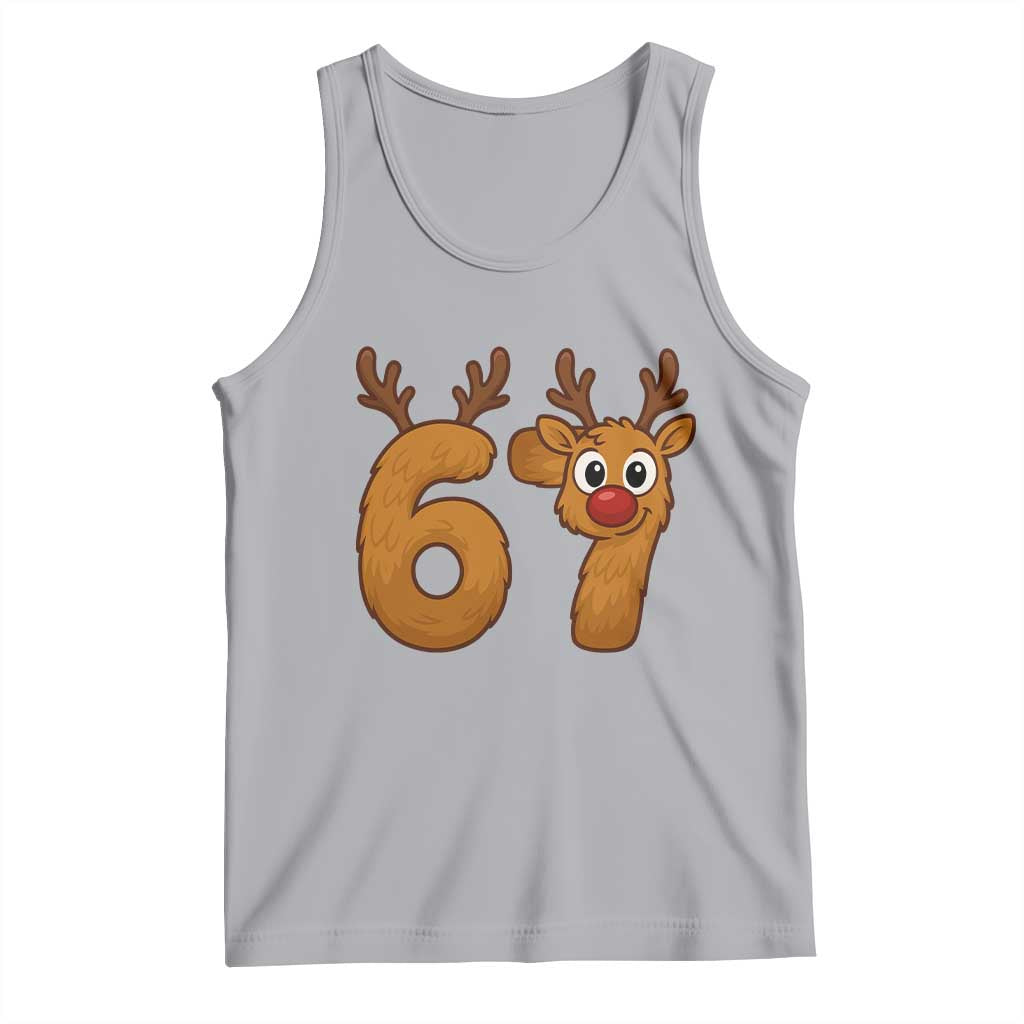 Funny 67 Christmas Reindeer Tank Top Six Seven Meme Xmas Holiday TS11 Athletic Heather Print Your Wear