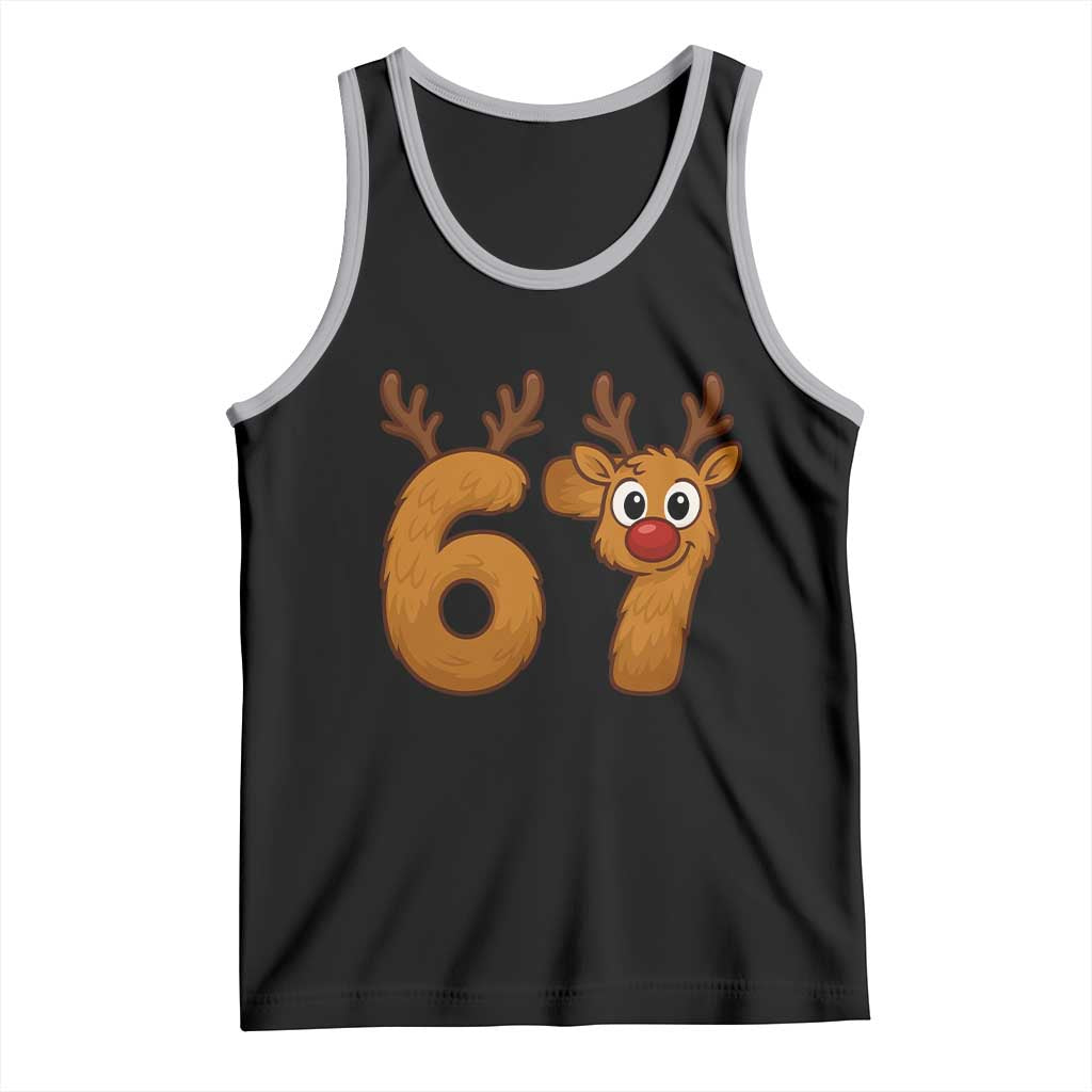 Funny 67 Christmas Reindeer Tank Top Six Seven Meme Xmas Holiday TS11 Black Athletic Heather Print Your Wear