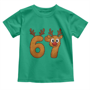Funny 67 Christmas Reindeer Toddler T Shirt Six Seven Meme Xmas Holiday TS11 Irish Green Print Your Wear
