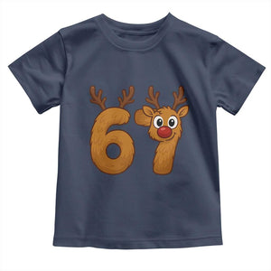 Funny 67 Christmas Reindeer Toddler T Shirt Six Seven Meme Xmas Holiday TS11 Navy Print Your Wear