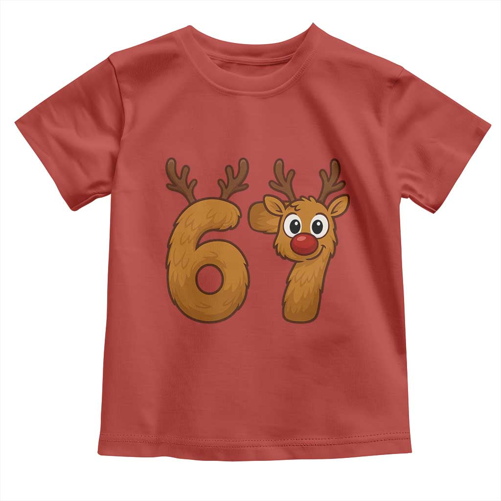 Funny 67 Christmas Reindeer Toddler T Shirt Six Seven Meme Xmas Holiday TS11 Red Print Your Wear