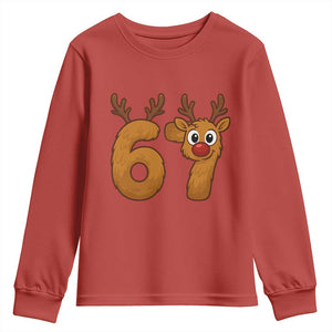 Funny 67 Christmas Reindeer Youth Sweatshirt Six Seven Meme Xmas Holiday TS11 Red Print Your Wear
