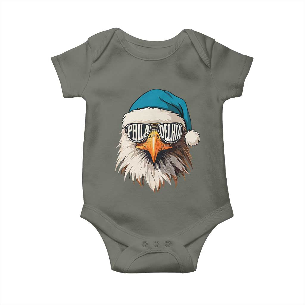 Christmas Philadelphia Fan Baby Onesie Santa Eagles Sport Philly Fan Game Day TS11 Military Green Print Your Wear