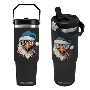 Christmas Football Lover Flip Straw Tumbler Green Santa PFE Game Day TS11 One Size: 30 oz Black Print Your Wear