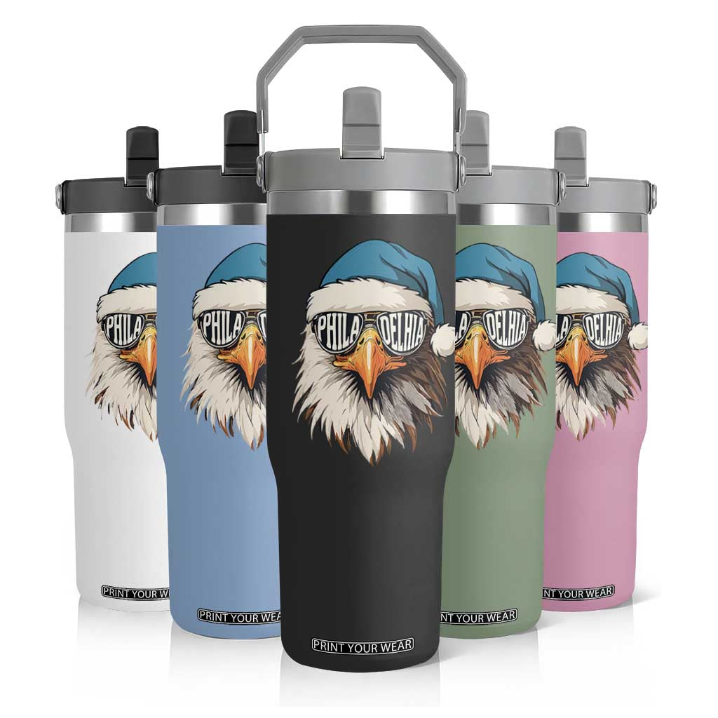 Christmas Football Lover Flip Straw Tumbler Green Santa PFE Game Day TS11 Print Your Wear