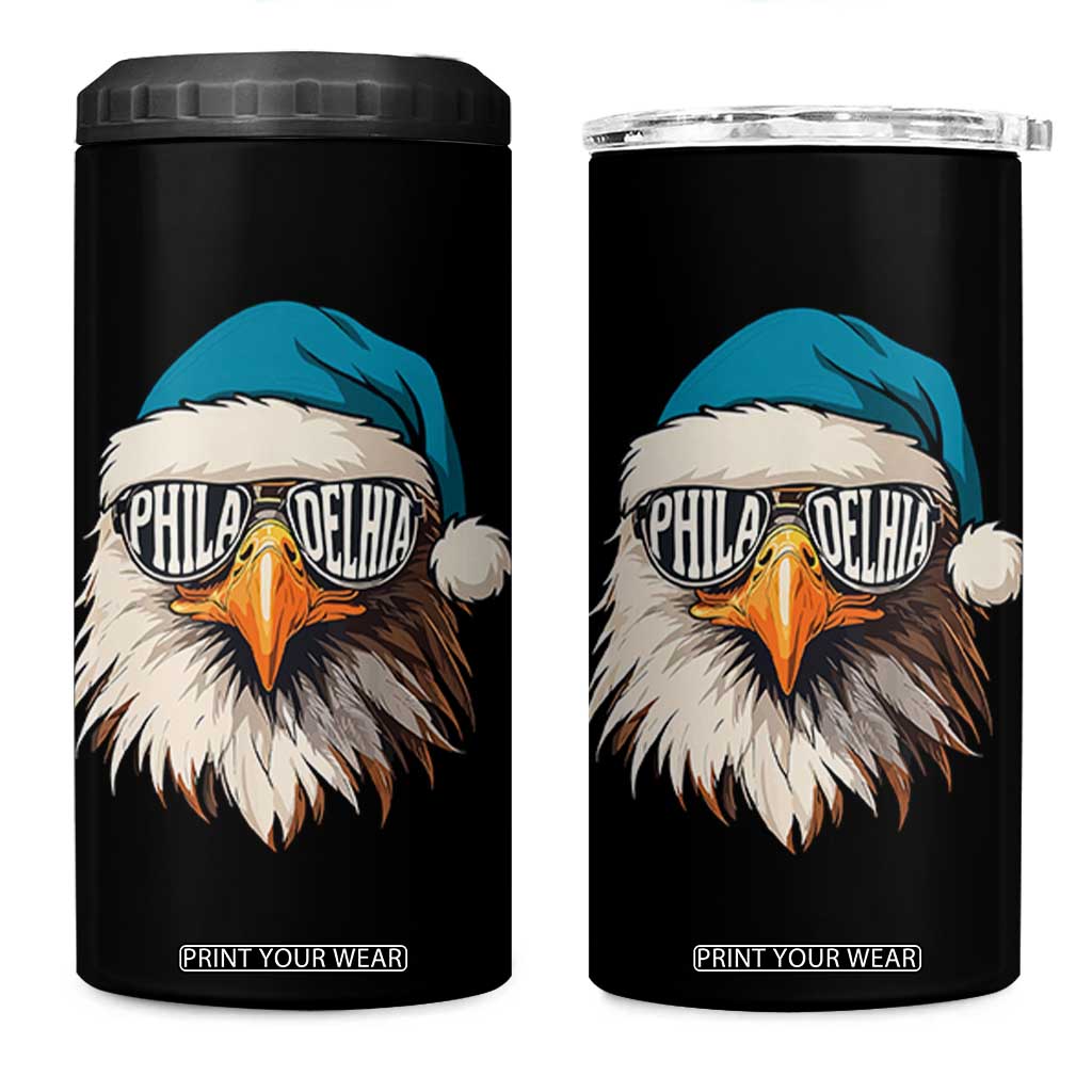 Christmas Football Lover 4 in 1 Can Cooler Tumbler Green Santa PFE Game Day TS11 One Size: 16 oz Black Print Your Wear