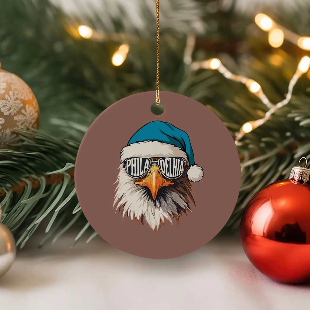 Christmas Football Lover Ceramic Ornament Green Santa PFE Game Day TS11 1pc Mocha Print Your Wear