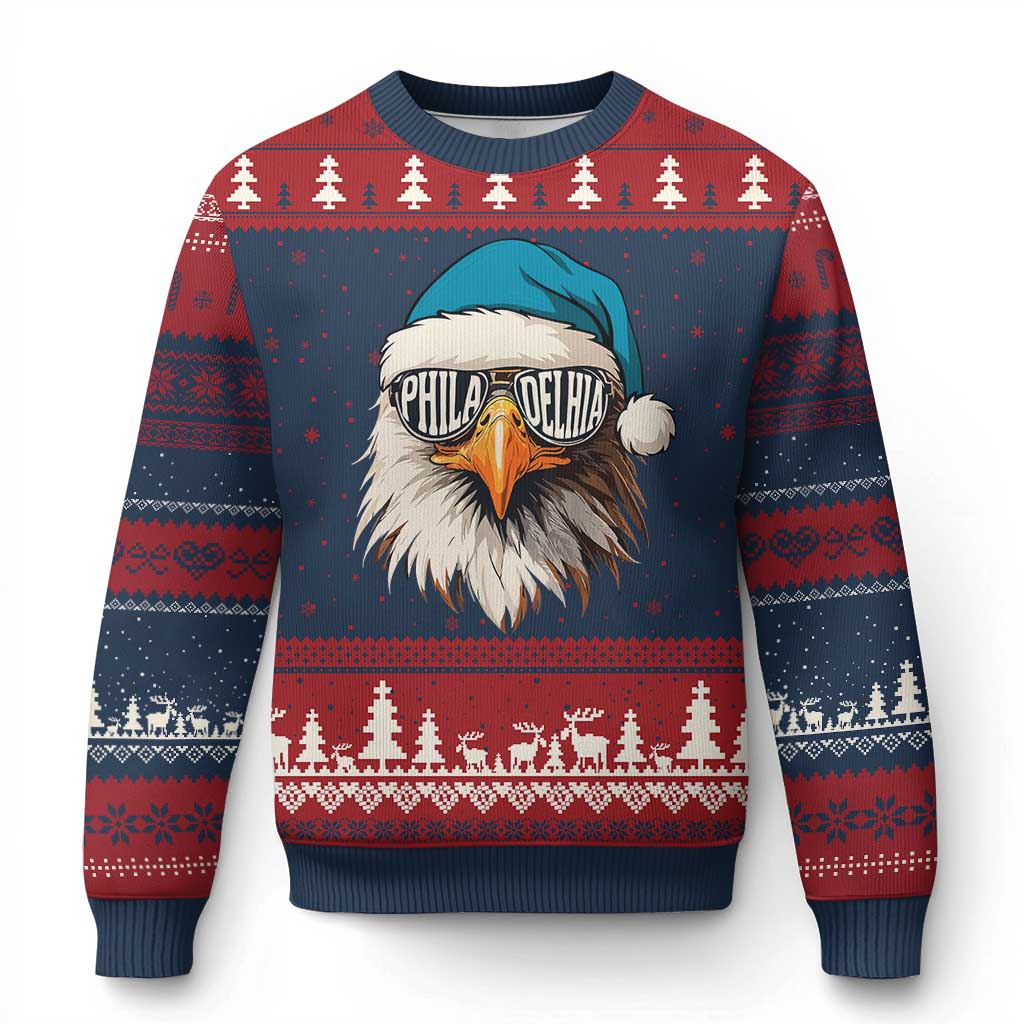 Xmas Philadelphia Fan Ugly Christmas Sweater Santa Eagles Sport Philly Fan Game Day TS11 Navy Red Print Your Wear