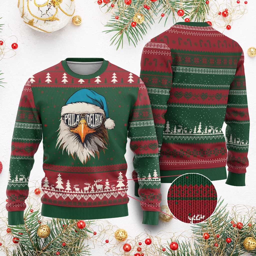 Xmas Philadelphia Fan Ugly Christmas Sweater Santa Eagles Sport Philly Fan Game Day TS11 Red Green Print Your Wear