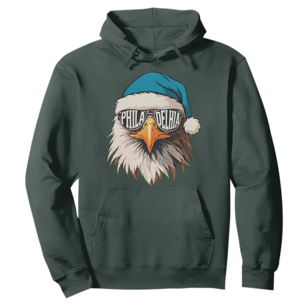 Christmas Philadelphia Fan Hoodie Santa Eagles Sport Philly Fan Game Day TS11 Dark Forest Green Print Your Wear