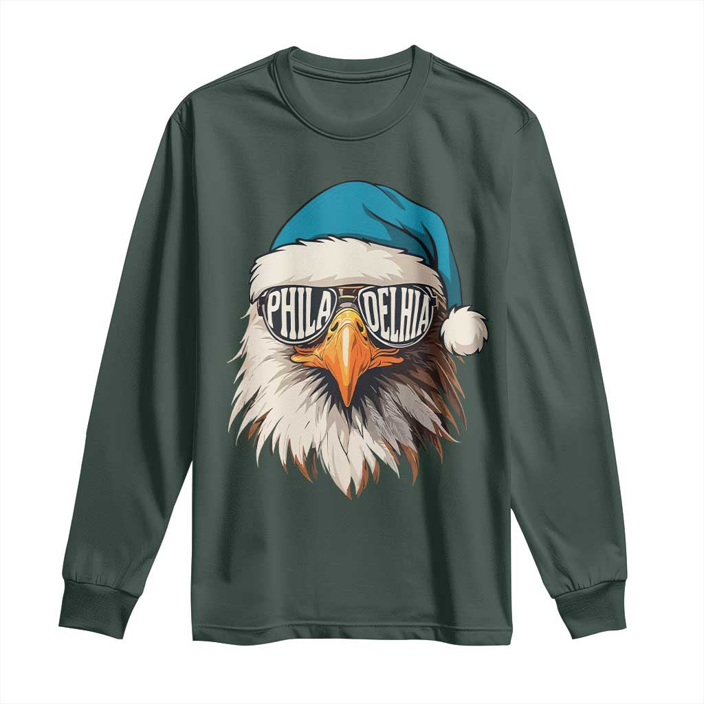 Christmas Football Lover Long Sleeve Shirt Green Santa PFE Game Day TS11 Dark Forest Green Print Your Wear