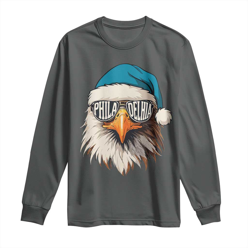 Christmas Football Lover Long Sleeve Shirt Green Santa PFE Game Day TS11 Dark Heather Print Your Wear
