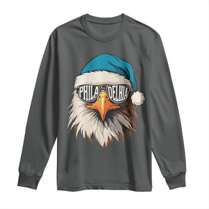 Christmas Football Lover Long Sleeve Shirt Green Santa PFE Game Day TS11 Dark Heather Print Your Wear