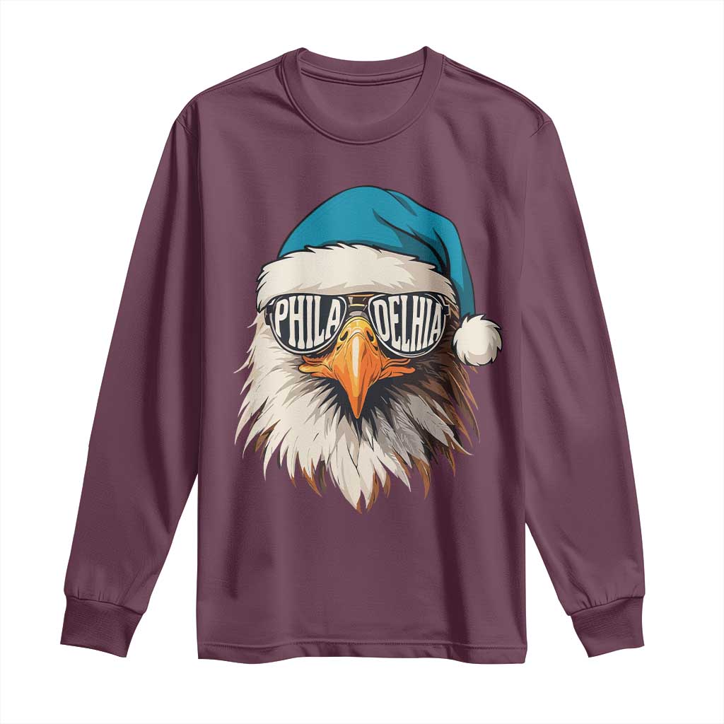 Christmas Football Lover Long Sleeve Shirt Green Santa PFE Game Day TS11 Maroon Print Your Wear