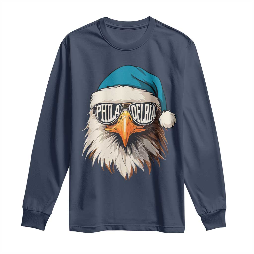 Christmas Football Lover Long Sleeve Shirt Green Santa PFE Game Day TS11 Navy Print Your Wear