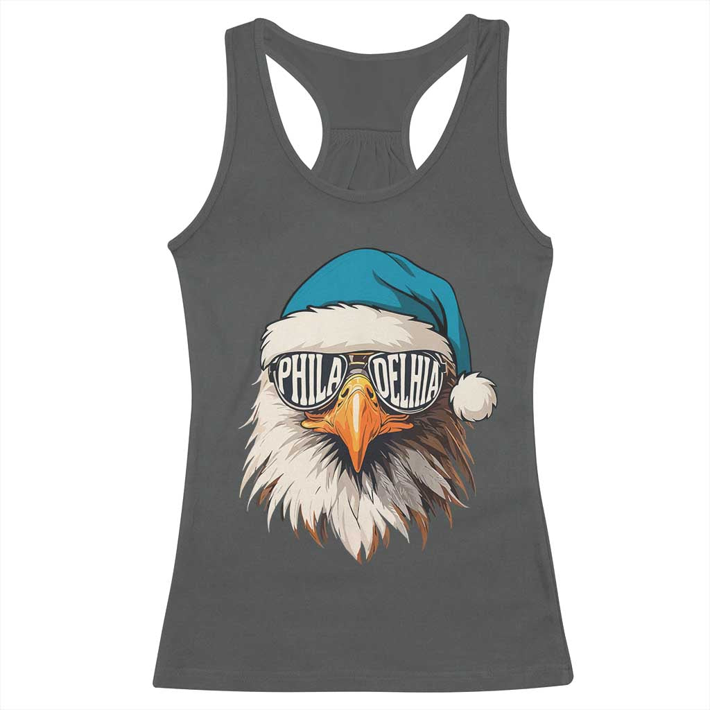 Christmas Philadelphia Fan Racerback Tank Top Santa Eagles Sport Philly Fan Game Day TS11 Dark Heather Print Your Wear