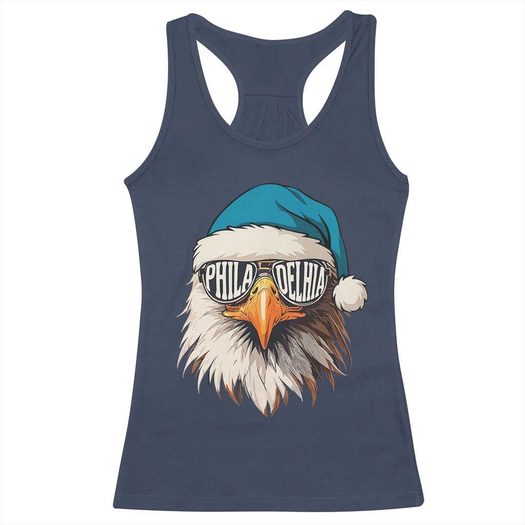 Christmas Philadelphia Fan Racerback Tank Top Santa Eagles Sport Philly Fan Game Day TS11 Navy Print Your Wear