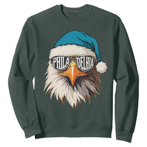 Christmas Philadelphia Fan Sweatshirt Santa Eagles Sport Philly Fan Game Day TS11 Dark Forest Green Print Your Wear