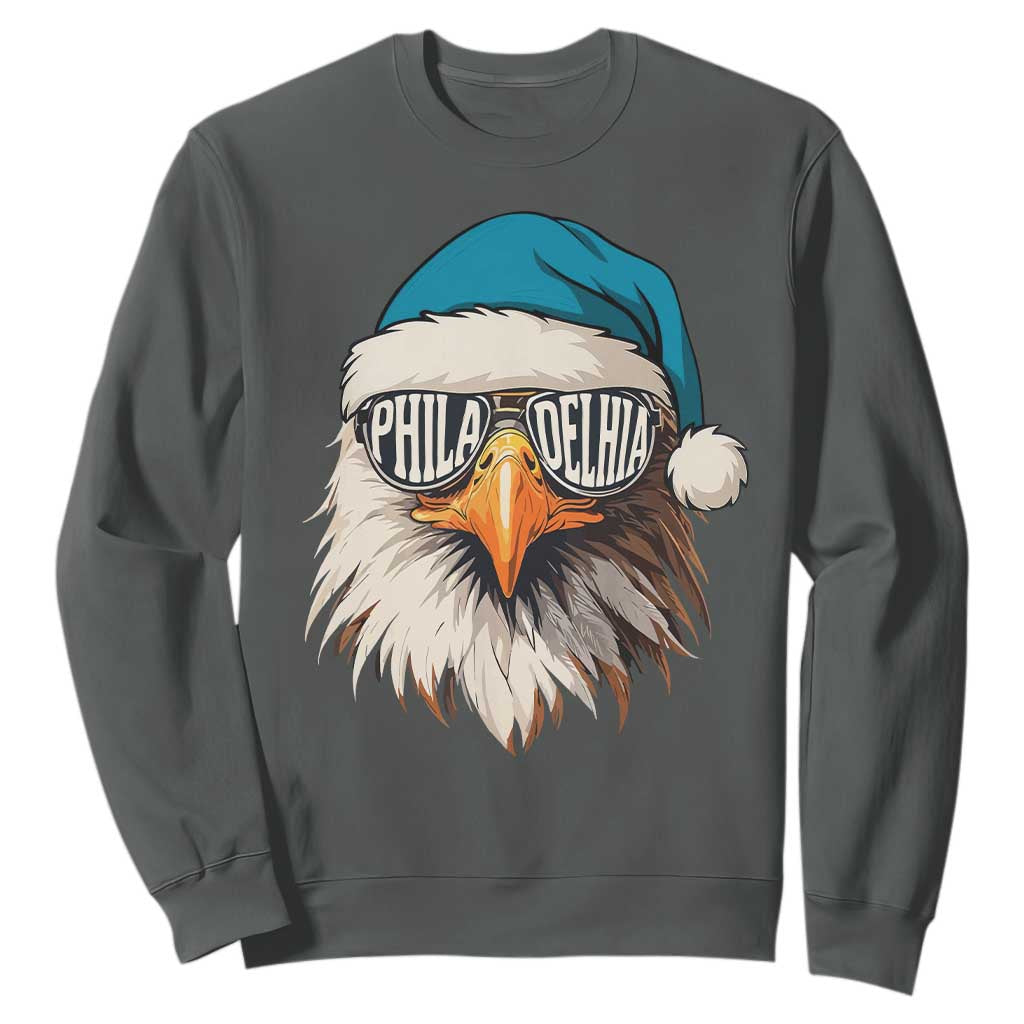 Christmas Football Lover Sweatshirt Green Santa PFE Game Day TS11 Dark Heather Print Your Wear