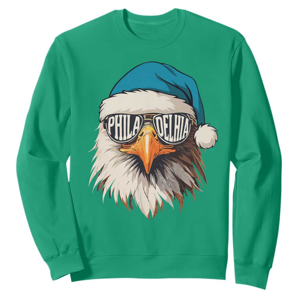 Christmas Philadelphia Fan Sweatshirt Santa Eagles Sport Philly Fan Game Day TS11 Irish Green Print Your Wear