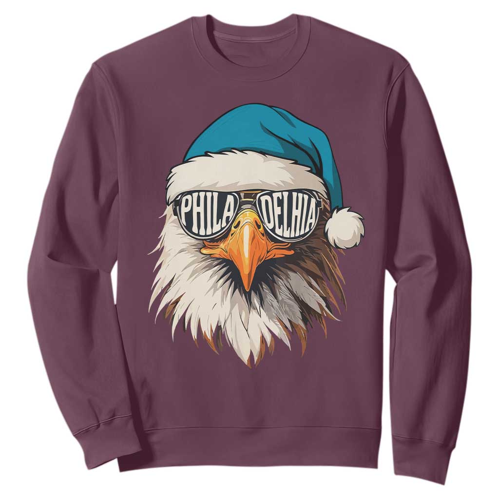 Christmas Philadelphia Fan Sweatshirt Santa Eagles Sport Philly Fan Game Day TS11 Maroon Print Your Wear