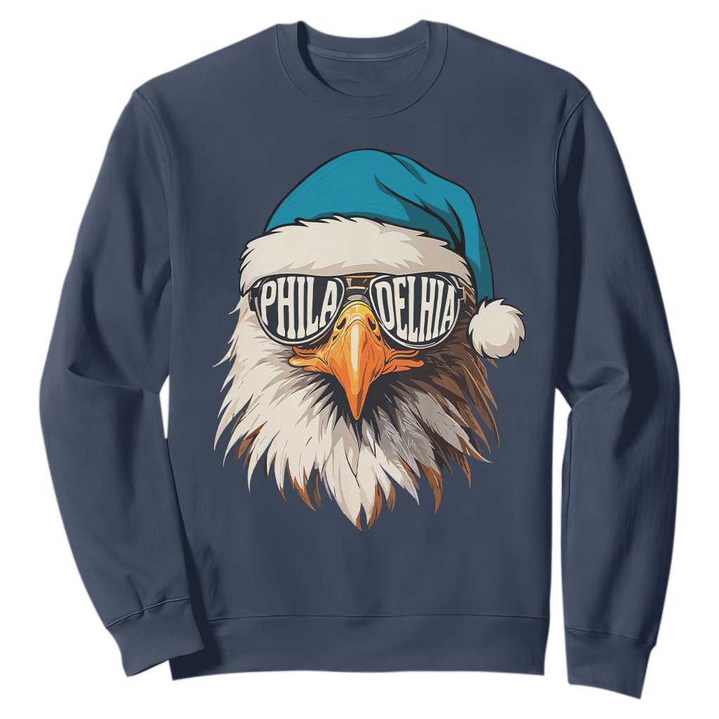 Christmas Philadelphia Fan Sweatshirt Santa Eagles Sport Philly Fan Game Day TS11 Navy Print Your Wear