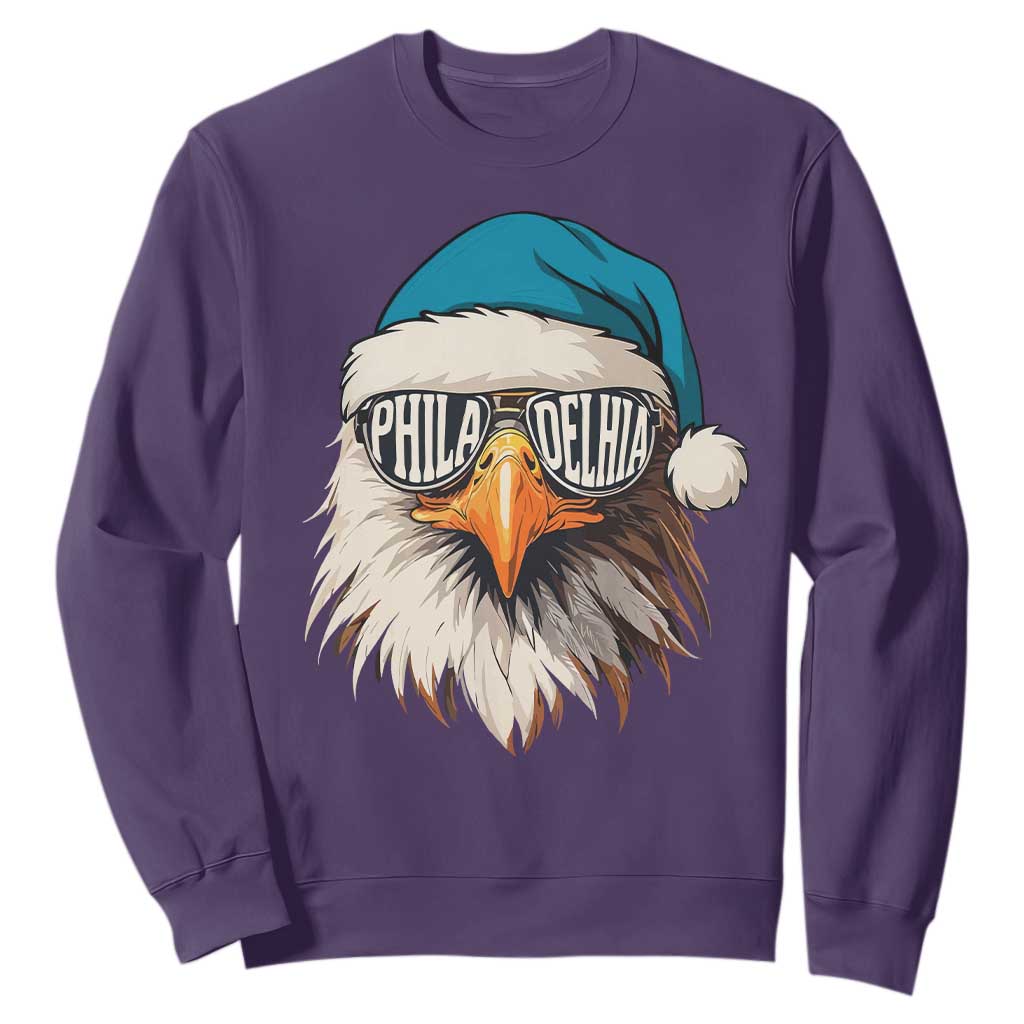 Christmas Philadelphia Fan Sweatshirt Santa Eagles Sport Philly Fan Game Day TS11 Purple Print Your Wear