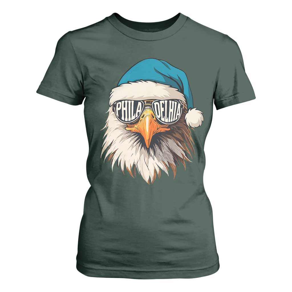 Christmas Philadelphia Fan T Shirt For Women Santa Eagles Sport Philly Fan Game Day TS11 Dark Forest Green Print Your Wear