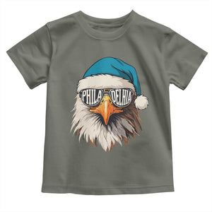Christmas Philadelphia Fan Toddler T Shirt Santa Eagles Sport Philly Fan Game Day TS11 Military Green Print Your Wear