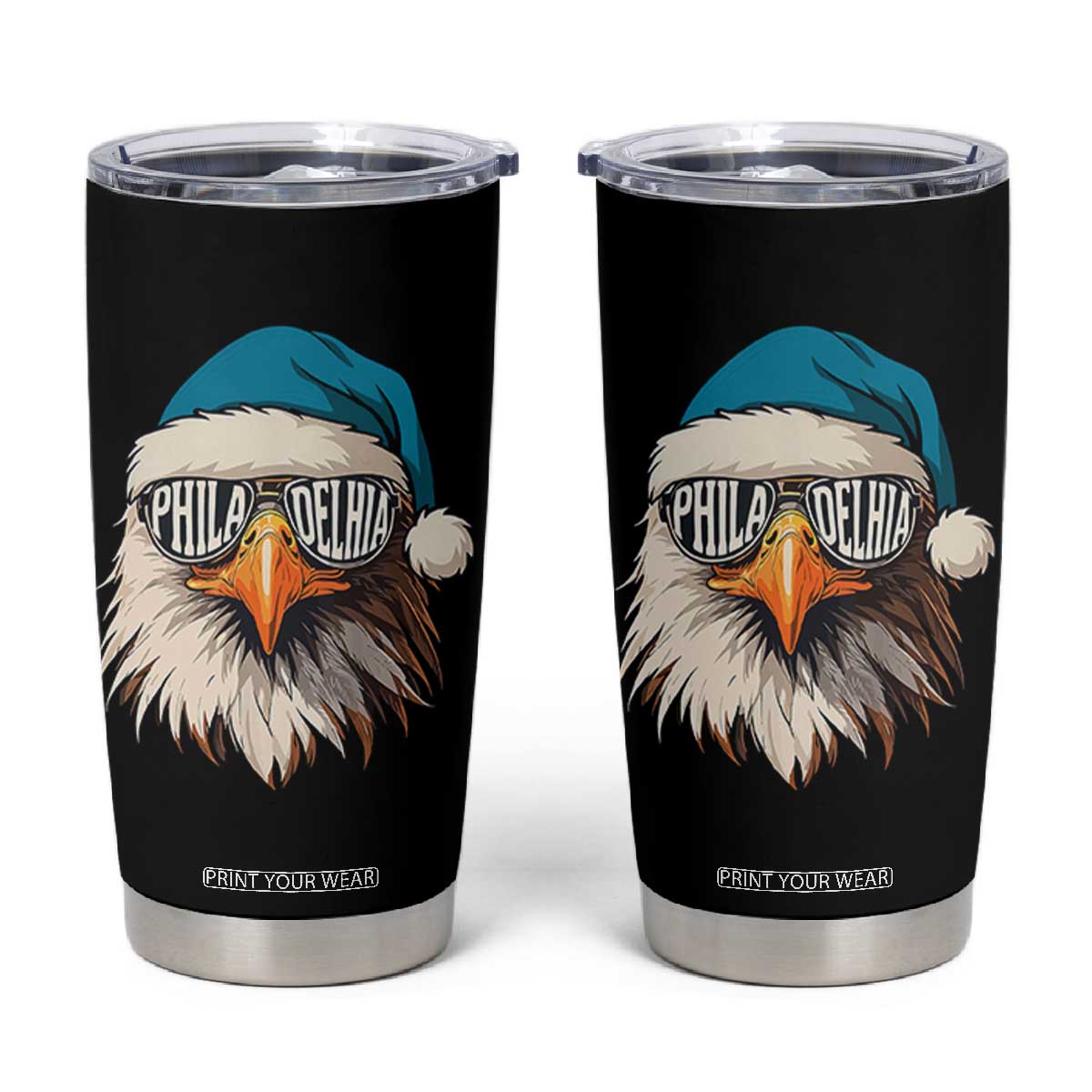 Christmas Football Lover Tumbler Cup Green Santa PFE Game Day TS11 Black Print Your Wear