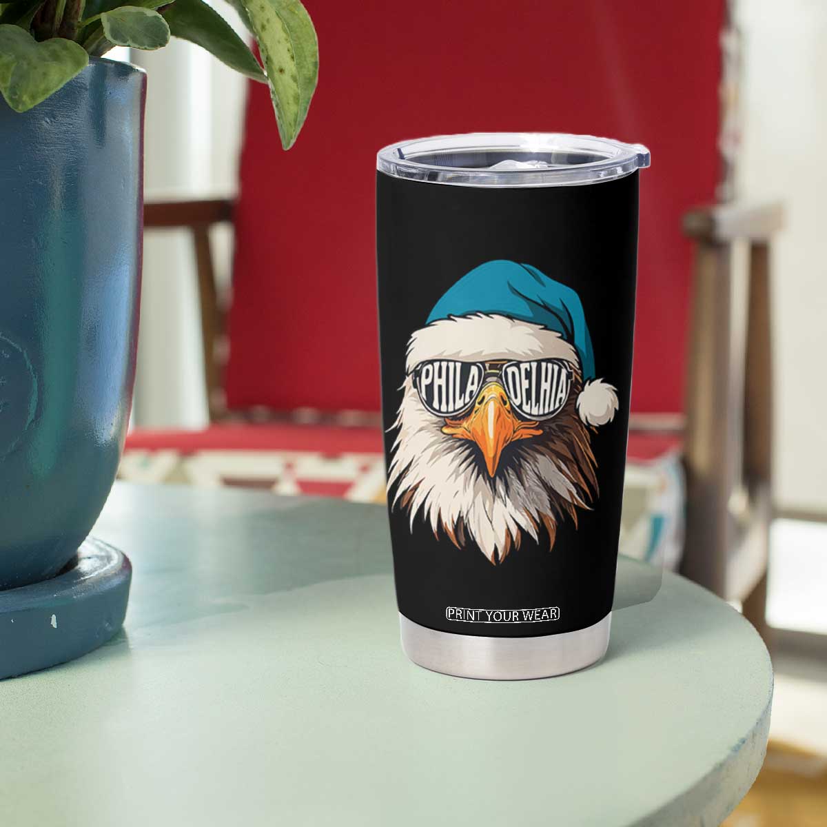 Christmas Football Lover Tumbler Cup Green Santa PFE Game Day TS11 Print Your Wear