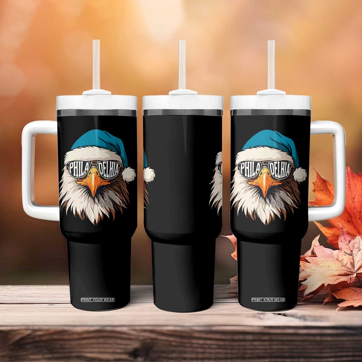 Christmas Football Lover Tumbler With Handle Green Santa PFE Game Day TS11 Print Your Wear