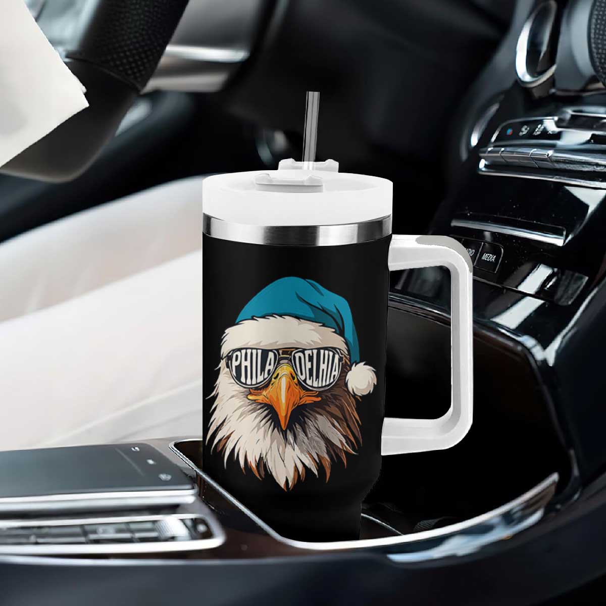 Christmas Football Lover Tumbler With Handle Green Santa PFE Game Day TS11 Print Your Wear
