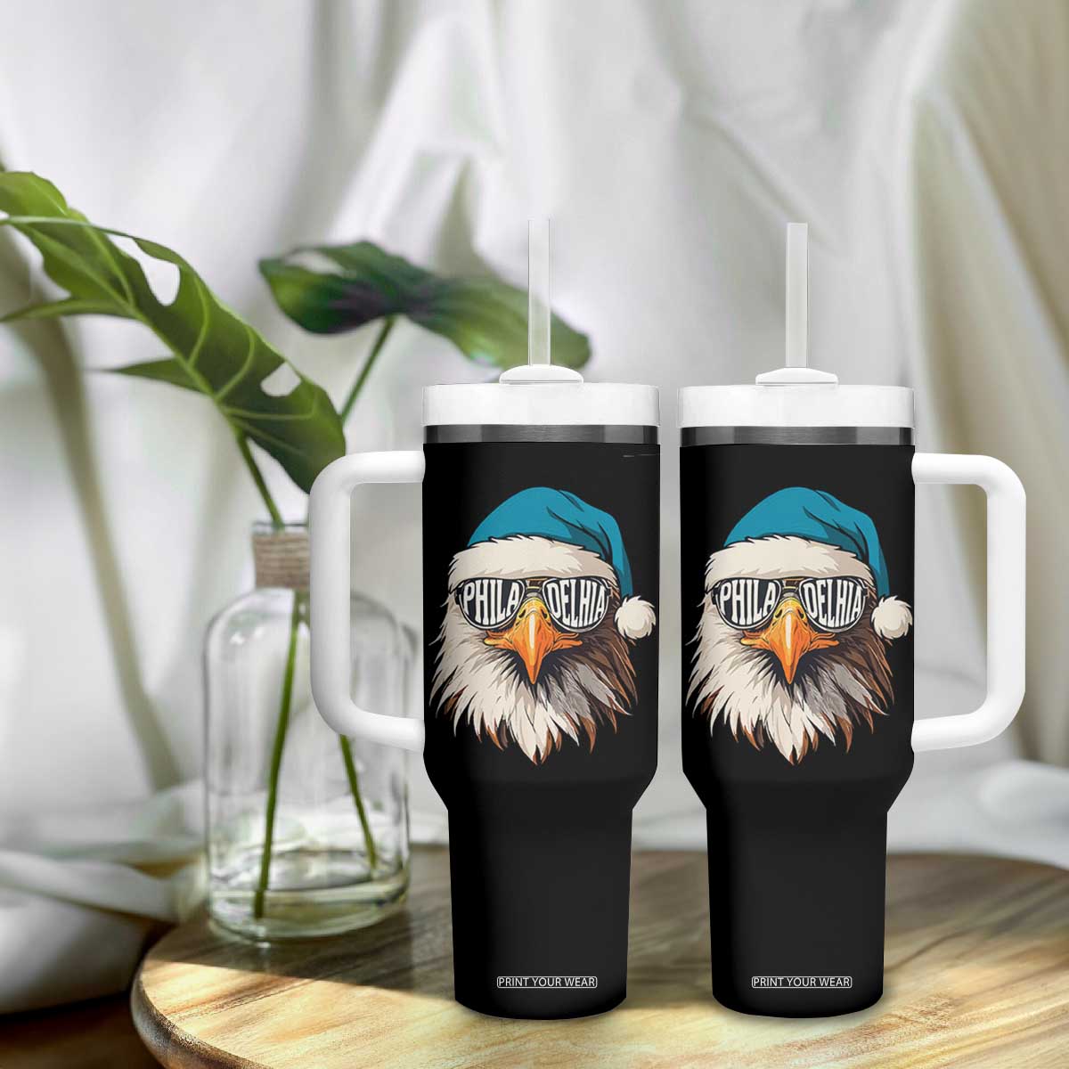Christmas Football Lover Tumbler With Handle Green Santa PFE Game Day TS11 Print Your Wear