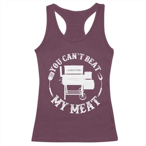 Funny You Can't Beat My Meat Racerback Tank Top Vintage Grilling BBQ Chef TS11 Maroon Print Your Wear