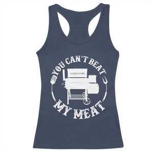 Funny You Can't Beat My Meat Racerback Tank Top Vintage Grilling BBQ Chef TS11 Navy Print Your Wear